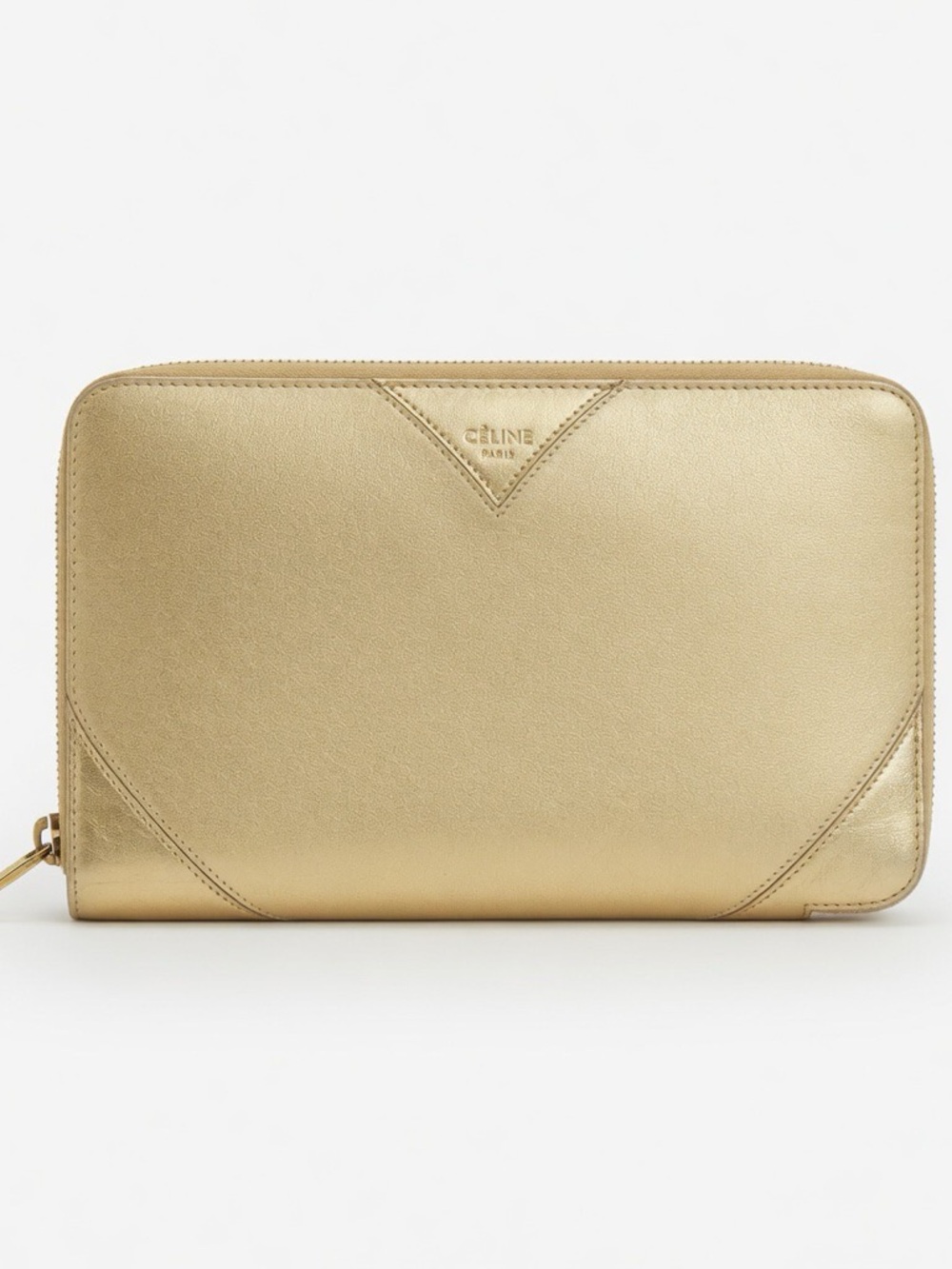 Celine Gold Leather Zip Around Long Wallet CELINE PARIS